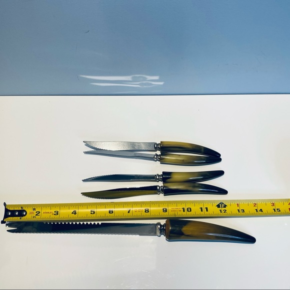 Sheffield Stainless Steel Bakelite 4 Steak Knives And 1 Bread Knife - Picture 11 of 14